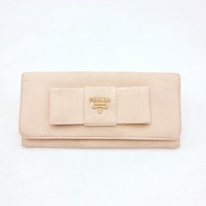 Prada Beige Leather Bifold Wallet